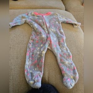 * Swiggle 0-3 months footie pj's, gray with fireworks, good condition